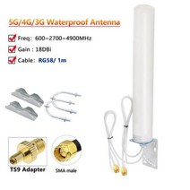 통신용 안테나 IP67 방수 5G 4G LTE 3G 옴니 외부 와이파이 공중 고 이득 18, 1m cable and TS9