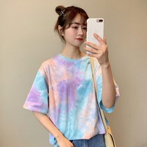 메리노 물감 나염 반팔 티셔츠 반팔티 여자반팔200319