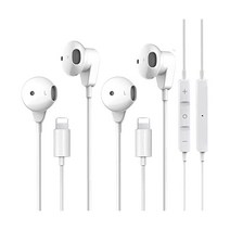 iPhone용 2팩 인 이어 헤드폰 이어폰, 화이트.