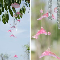 키네틱아트 스탠딩모빌 멍때리기 크리스탈 풍경 종소리 생일 선물 장식 문 장식품, 핑크 돌핀
