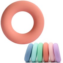 실리콘 도넛 악력기 / 다양한 컬러의 레인보우 악력기 / 휴대용 악력기 / 실리콘 악력기 / 손목운동 / 팔근력 향상 / 사무실 집 홈트 다이소 악력기 / 손가락 지압락 압력기, 코랄 핑크 (30LB)