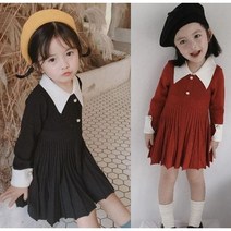 [당일발송] 아동 화이트카라니트원피스 자매원피스 니트원피스 어린이원피스 가을원피스