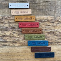 핸드메이드 가죽라벨 M4010-NO2 HANDMADE 천연소가죽 뜨개질 라벨, 브라운