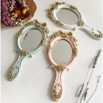운테라 엔틱 골드 공주거울 마블 장미 손거울 3color, 블루