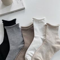 러브앤삭스 여성용 무압박 골지 돌돌이양말 임산부 당뇨양말 5켤레 세트, 그레이