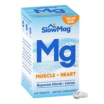 손절임 눈떨림 영양제 slowmag mg 근육 + 심장 염화마그네슘 칼슘 보충제 포함 120개, 60개(1팩)