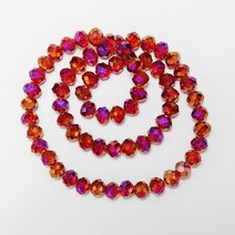 2 가지 톤 색상 크리스탈 론델 유리 면 처리 비즈 쥬얼리 제작 Diy 액세서리 1 가닥, [04] 6x8mm-68pcs, [07] fuchsia gold