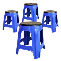 뉴플라스틱 플라스틱의자 간이의자 원형의자, 원형의자 청색_4개묶음