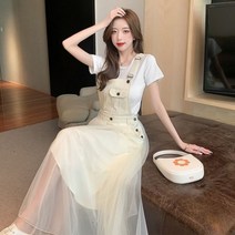 데님 드레스 슬리밍 슬링 드레스 원피스 스커트
