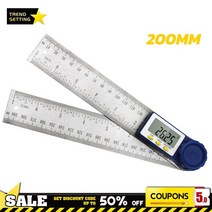각도기 디지털각도기 수평계 0-200mm 디지털 미터 각도 경사계 8 인치 눈금자 전자 각도기 측정기 도구, 한개옵션0