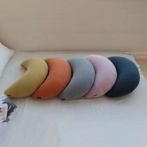 아기 반달 쿠션 등쿠션 침대 헤드 순면 국내산, 진블루