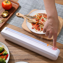 가정용 랩컷팅기 비닐 호일 절단기 수동 커팅기 핸드 커터기 거치대 흡착고정 슬라이이딩 랩핑커팅, 그레이