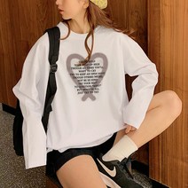 [봄신상/오버핏] 남여공용 FW 2023년 오버핏 프린팅 긴팔티셔츠 박스티 빅사이즈 루즈핏 긴팔티셔츠 LT-05