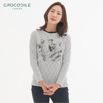 올리비아하슬러 크로커다일레이디 캐쥬얼 스트라이프 라운드 티셔츠_CLBFTS206