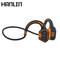 HANLIN 서라운드 골전도 블루투스5.1 무선 이어폰 IP68 완벽 방수 스포츠 수영 전용 헤드셋 [1년 AS 가능]+16GB 메모리 내장, 오렌지