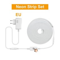 파우더룸 화장대 조명 유연한 네온 LED 백라이트 거울 조명 화장대 메이크업 조명 DC 12V 터치 조광기 스위치 욕실 드레싱 벽 램프, With EU Plug Dimmer, 4m, White