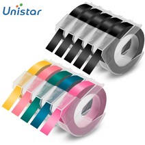 컬러 라벨지 호환 Unistar10 롤 호환 Dymo 3D 라벨 테이프 9mm 메이커 엠보싱 플라스틱 콤보 세트 오거나이, 01 Mixed Color 10pcs_01 9mm