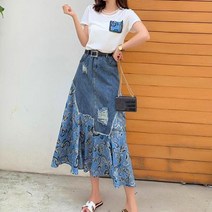 데님스커트 청치마 데님롱스커트 대학생룩 학생 메이플 제주도 바다 파티