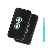 EZ 쉬운부착 핸드폰 카메라렌즈 보호필름 2장+제거기 포함 셋트, 클리어+그린