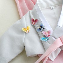 [2개]한복자수장식) 금사나비(5컬러), 연분홍, 2개