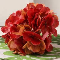 모형 3D 수국 머리 실크 천 파티 축제 웨딩 홈 장식 꽃잎 DIY 수동 액세서리 인공 꽃, 6pcs, Jujube red