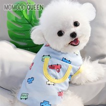 모모도퀸 타요타요 민소매 티셔츠 강아지옷, 블루