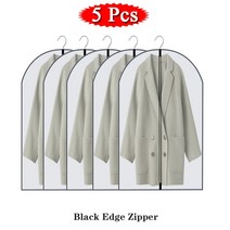 보관 커버 5/10Pcs 방진복옷 늘어뜨림 의류 드레스 옷 정장 셔츠 먼지 커버 홈 스토리지 가방 파우치 주최, 02 5 Pcs Black_03 60x120cm