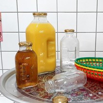 레트로 주스병 냉장도 보리차 물병 델몬트 훼미니 옛날 유리병 홈카페 소품 잡화, 1.5L