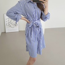 르엠마 몬탈치 스트라이프 셔츠원피스 하객룩 정장룩 모임룩 피크닉 롱셔츠 간절기 반팔 롱 가을 여름원피스 봄 원피스