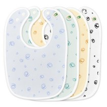 프린트 토끼 턱받이 4종 세트 B-2, 소라, 민트, 노랑, 화이트, 1세트