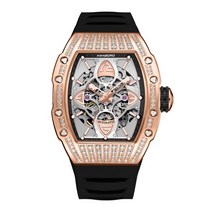 남자명품시계 브랜드 고급 용 자동 기계식 중공 디자인 방수 고무 스트랩 남자예물시계