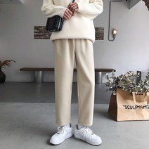 【DF】가을 겨울 모직 바지 남성 두꺼운 캐주얼 바지 일본식 서양 바지 유행 느슨한 스트레이트 모든 일치 하렘 바지