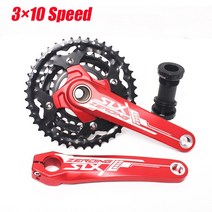 SLX XT 104/64 BCD 자전거 크랭크셋 3x9S 3x10 S MTB 크랭크셋 170mm 통합 크랭크 9/10 속도 자전거 체인링 BB 핏, 08 10S Crankset-BB Red