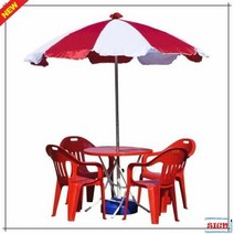 업소용파라솔 튼튼한 야외용 4인용 파라솔세트B 소 파랑 받침포, 탁자타입_색상:원형_녹색|의자색상:회색, 단품