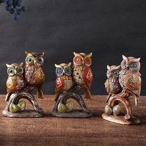 수지 공예 올빼미 장식 공예 창조적 인 홈 거실 장식 창조적 인 선물, 라이트 오렌지, 16X10X6.5