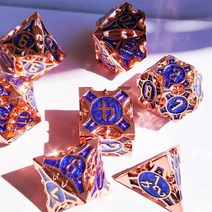 메탈 주사위 COC 런닝 그룹 보드게임 DND 드래곤과 던전 다면체 TRPG 크툴루 D20 세트, 구리 블루