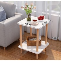 2단 사각형 슬림테이블 이케아 원목 침대용 미니테이블, 40CM 더블 마블
