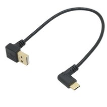 USB 2.0 A 수 90 도 위 아래 왼쪽 직각 팔꿈치 to 3.1 C 타입 변환기 데이터 동기화 충전 케이블 25cm, [01] 25cm, [01] Left