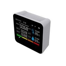 공기질측정기 9 in 1 bt 공기질 모니터 이산화탄소 감지기 시간날짜 co2 tvoc 온도 습도 감지 지원 앱 제어, 하얀