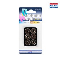 포비월드 네오디움자석 블리스터 ND-08 (15mmx6.5mmx4T/6개입) / 원구멍 도넛 원형자석 공업용 의료용 산업용 강력자석