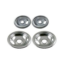 KITCHEN BASICS 101 316048413 및 316048414 잠금 슬롯이 있는 Frigidaire Kenmore 전기 스토브용 레인지 버너 크롬 드립 팬 교체 2개의