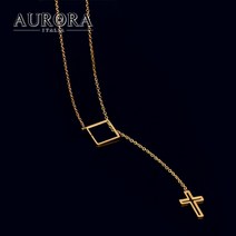 18K컬러 롱드롭 십자가 목걸이 CROS-1816