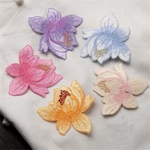 자수 패치 와펜 에 스티커 공예 개/몫 대 연꽃 드레스 청바지에 자 5 철 액세서리 한, 01=goldencolor5pcs, 1개