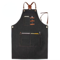 비엘리빙 가죽 포인트 데님 에이프런 앞치마, E, 1개