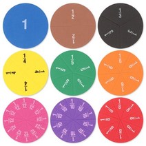 몬테소리 수학 교육 완구 EVA 라운드 모양 분수 악기 9 세트 학습 도구 학생 선물, 51PCS