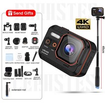 액션 카메라 4K HD 원격 제어 화면 방수 스포츠 드라이브 레코더 헬멧 캠, Camera -selfie stick_NO Card