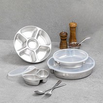 스텐 칸막이 나눔 반찬통 도시락 3칸 중 뚜껑세트, 4호(5칸 26cm)
