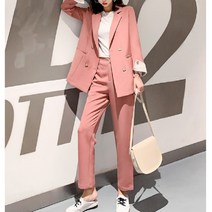 여자 슬랙스 팬츠 세트 소매배색 정장자켓 수트 캐주얼 바지투피스