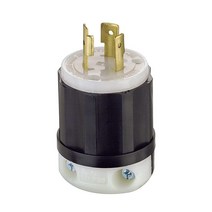 Leviton 2311 20 Amp 125 볼트 NEMA L5-20P 2P 3W 잠금 플러그 산업용 등급 접지 - 블랙-화이트