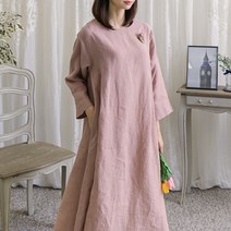 보트넥 플레어 린넨 원피스